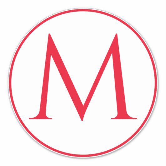 Monogram Initial Individuelle Name Red White Aufkleber (Vorderseite)