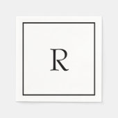 Monogram Initial Individuelle Name Schwarz-weiß Co Serviette (Vorderseite)