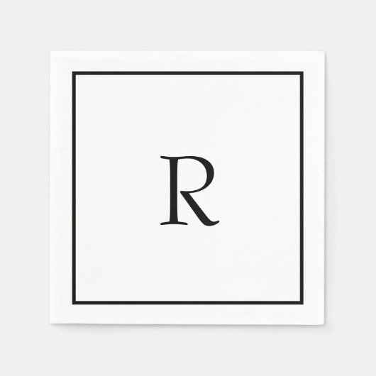 Monogram Initial Individuelle Name Schwarz-weiß Co Serviette (Vorderseite)