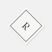 Monogram Initial Individuelle Name Schwarz-weiß Co Serviette (Ecke)