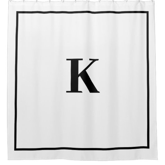 Monogram Initial Individuelle Name Schwarz-weiß Ni Duschvorhang (Vorderseite)
