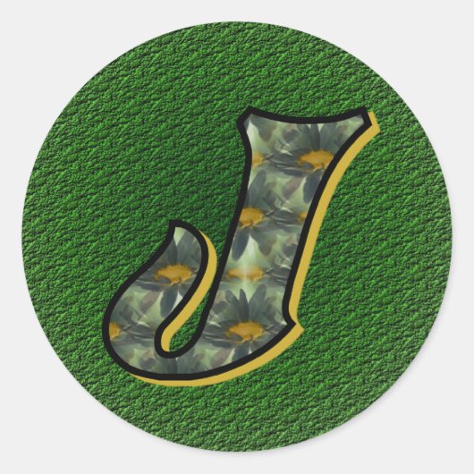Monogram Initial J Black Daisies Sticker (Vorderseite)