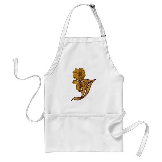 Monogram Initial J Gold Peony Schürze (Vorne)