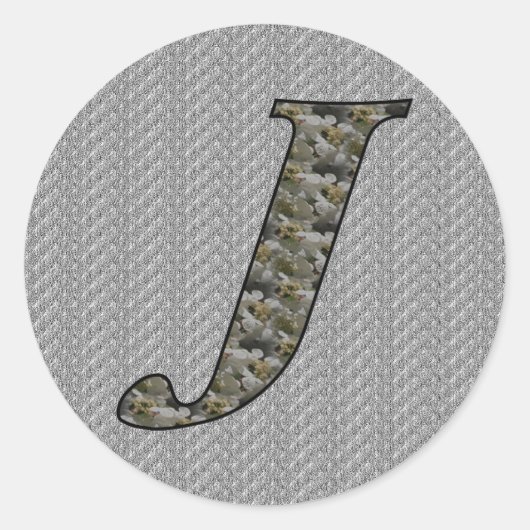 Monogram Initial J Hydrangea Floral Sticker (Vorderseite)