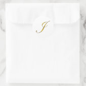 Monogram Initial J in Gold Script Umschlag Aufkleb Runder Aufkleber (Tasche)
