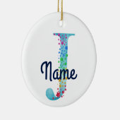 Monogram Initial J Rainbow Star Design Keramik Ornament (Rechts)