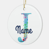 Monogram Initial J Rainbow Star Design Keramik Ornament (Links)