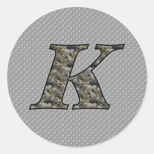 Monogram Initial K Hydrangea Floral Sticker (Vorderseite)