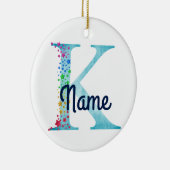 Monogram Initial K Rainbow Star Design Keramik Ornament (Rechts)