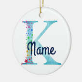 Monogram Initial K Rainbow Star Design Keramik Ornament (Links)