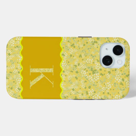 MONOGRAM INITIAL K YELLOW KLEINE BLUME Case-Mate iPhone HÜLLE (Rückseite (Horizontal))