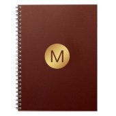 Monogram Initial l Classy Red Leather & Gold Notizblock (Vorderseite)
