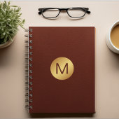 Monogram Initial l Classy Red Leather & Gold Notizblock