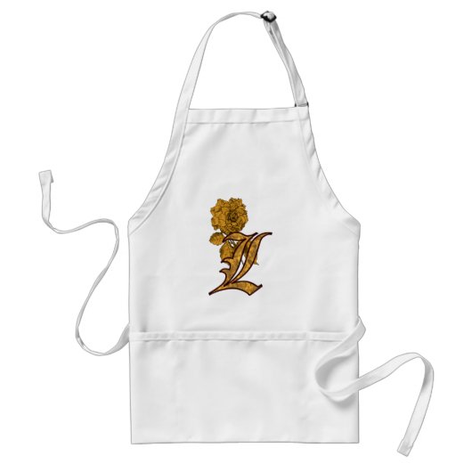 Monogram Initial L Gold Peony Schürze (Vorne)