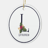 Monogram Initial L Vintage Weihnachten Keramik Ornament (Links)
