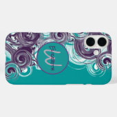 Monogram Initial Letter Abstrakt Spiral Waves Case-Mate iPhone Hülle (Rückseite (Horizontal))