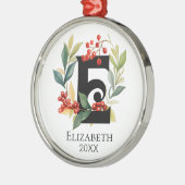 Monogram Initial Letter E Berry Wreath Christmas Ornament Aus Metall (Links)