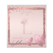 Monogram Initial Letter L Hübsche Rose Gold Notepa Notizblock (Vorderseite)