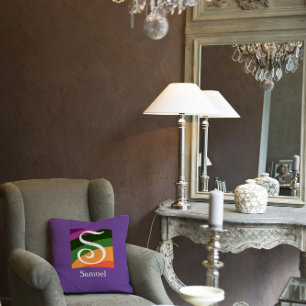 Monogram Initial Letter Lavender Throw Pillow Kissen