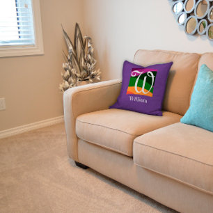 Monogram Initial Letter Lavender Throw Pillow Kissen