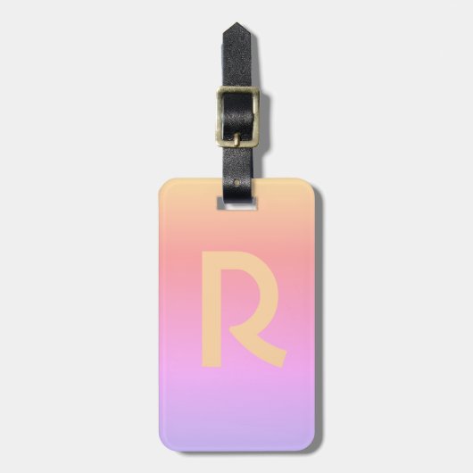 Monogram Initial Letter Modern Pink Stilvoll Gepäckanhänger (Vorderseite vertikal)