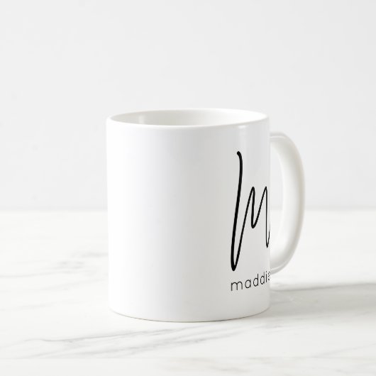 Monogram Initial Letter Name Einfaches Schwarzes S Kaffeetasse (VorderseiteRechts)