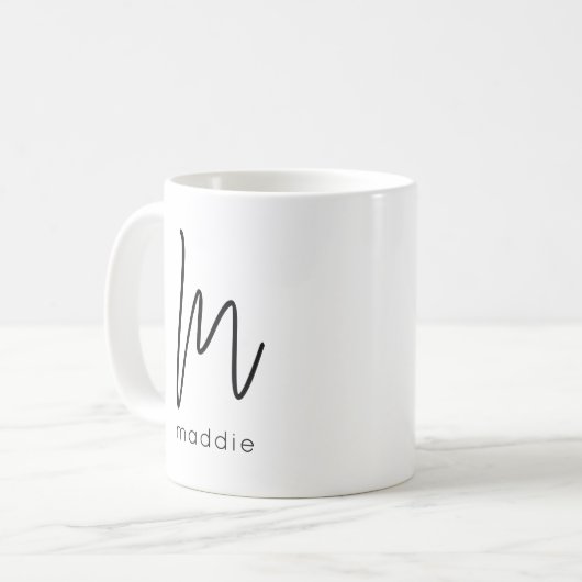 Monogram Initial Letter Name Einfaches Schwarzes S Kaffeetasse (Vorderseite Links)