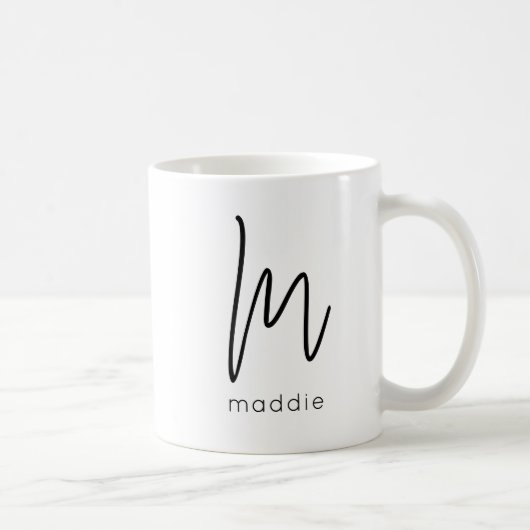 Monogram Initial Letter Name Einfaches Schwarzes S Kaffeetasse (Rechts)
