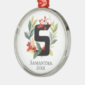 Monogram Initial Letter S Berry Wreath Christmas Ornament Aus Metall (Links)