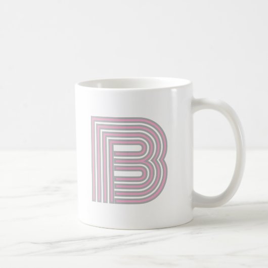 Monogram Initial Letter Simple Minimal Modern Pink Kaffeetasse (Rechts)