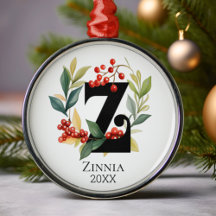 Monogram Initial Letter Z Berry Wreath