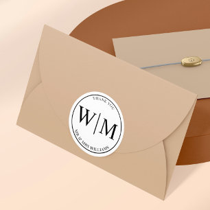 Monogram Initial Letters for Wedding Danke Runder Aufkleber