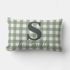 Monogram Initial Light Green Buffalo Kariert Lendenkissen