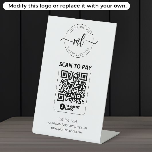 Monogram-Initial-Logo mit QR-Code-Prüfung zum Beza Sockelschild