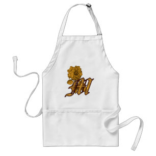 Monogram Initial M Gold Peony Schürze