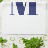 Monogram Initial Marineblau Blau, modern elegant Geschirrtuch (Gefaltet)