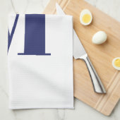 Monogram Initial Marineblau Blau, modern elegant Geschirrtuch (Viertel Falte)