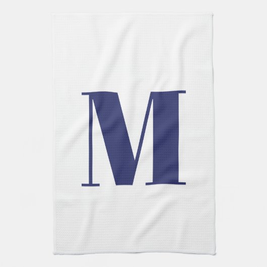 Monogram Initial Marineblau Blau, modern elegant Geschirrtuch (Vertikal)