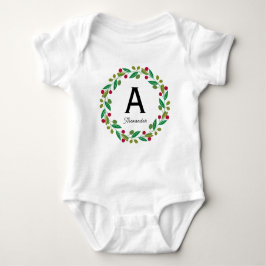 Monogram initial - Matching family Christmas Baby Strampler