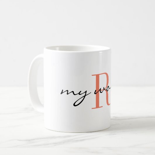 Monogram Initial, meine Welt, Classic Coffee Tasse (Vorderseite Links)
