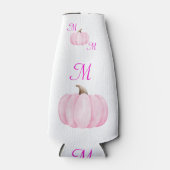 Monogram Initial mit Pink Pumpkin | Flaschenkühler (Vorderseite)
