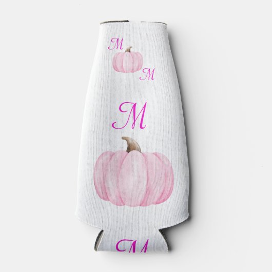 Monogram Initial mit Pink Pumpkin | Flaschenkühler (Vorderseite)