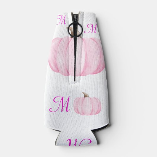 Monogram Initial mit Pink Pumpkin | Flaschenkühler (Rückseite)