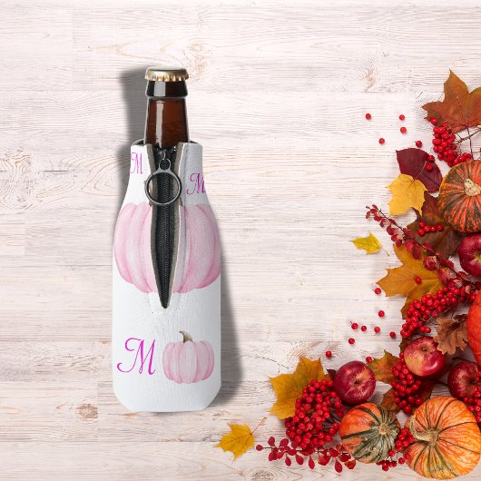 Monogram Initial mit Pink Pumpkin | Flaschenkühler