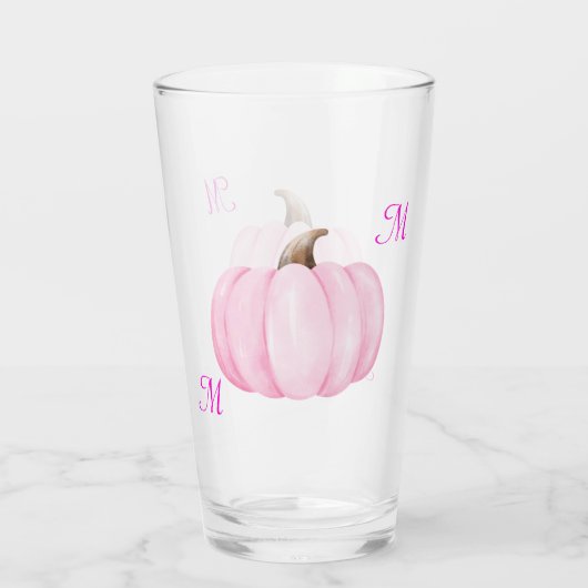 Monogram Initial mit Pink Pumpkin | Glas (Rückseite)