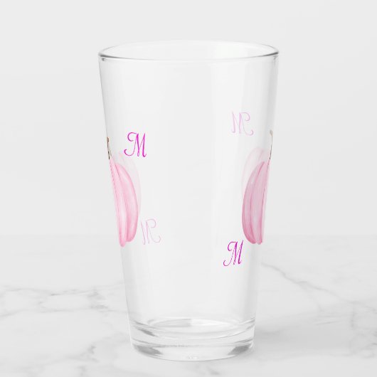 Monogram Initial mit Pink Pumpkin | Glas (Links)