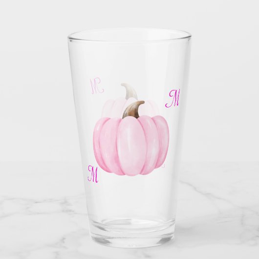 Monogram Initial mit Pink Pumpkin | Glas (Vorderseite)