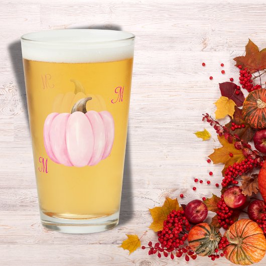 Monogram Initial mit Pink Pumpkin | Glas