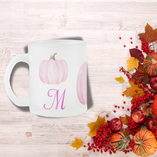 Monogram Initial mit Pink Pumpkin   Mattglastasse