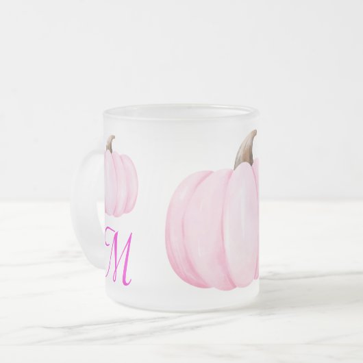 Monogram Initial mit Pink Pumpkin | Mattglastasse (Vorderseite Links)